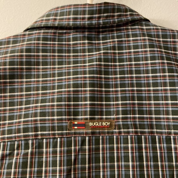 BUGLE BOY PLAID BUTTON UP SHIRT GREEN SIZE XL VINTAGE - Picture 3 of 9